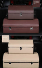 Car Trunk Organizer Organizers And Storage Suv Faux Leather Foldable Trunk Multi-Compartment Adjustable Auto Grocery Storage Box