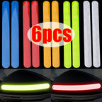 6/2pcs Car Reflective Safety Strip Stickers Car Rearview Mirror Reflective Sticker Reflective Warning Safety Tape Accessories