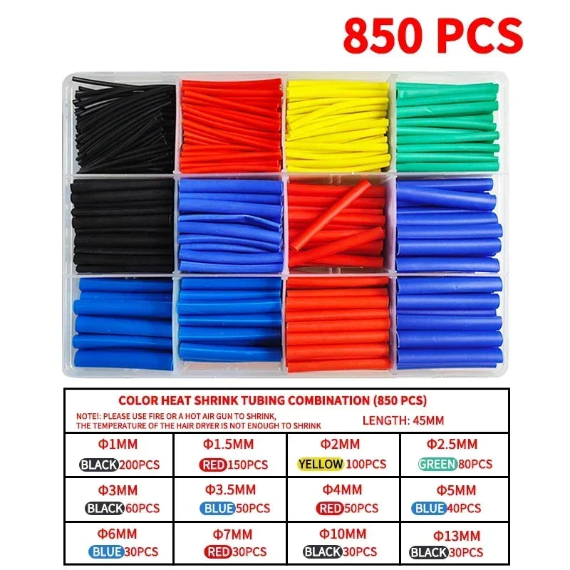 530/560/580/800PCS Heat Shrink Tubing kit 2:1 Shrinkable Wire Shrinking Wrap Tubing Wire Connect Cover Protection