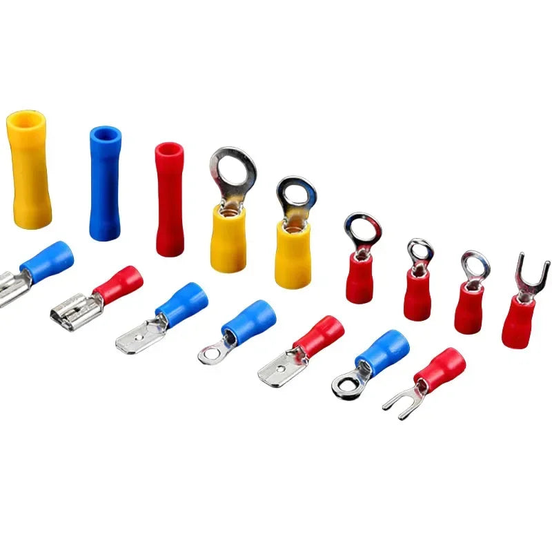 280/480/720/1200pcs Cold Pressed Terminal Kit - Insulated Quick Connect Spade/Ring/Fork Crimp Connectors for Automotive Wiring