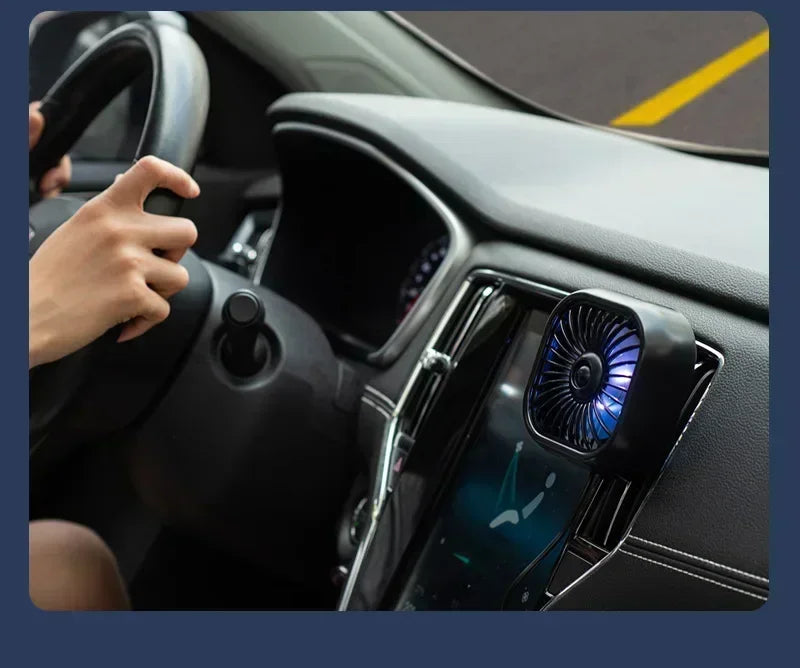 Mini Car Air Outlet Cooling Fan Adjustment Powerful USB Light Creative Low Noise Multi-function Mini Interior Fan Cooler Amagi
