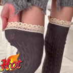 Sweet Lace Thigh High Socks Japanese Style Knitted Long Socks JK Lolita Black White Stockings Women Girls Amagi