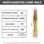 40Pcs Gold-Plated Bullet Banana Connectors, 2–8mm Pure Copper Plug Set for RC Brushless Motor & ESC Wiring