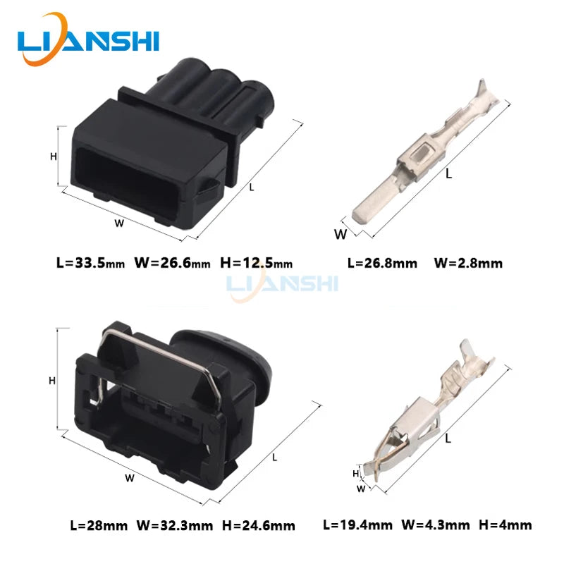 357972763 Car throttle fog lamp 3-hole plug male and female waterproof wiring harness connector DJ7032-3.5-11/21