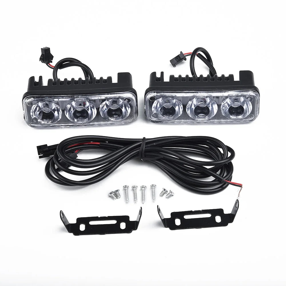 2pcs 3LED Car Work Light DRL Spotlight Super White High Power Waterproof Car Daytime Running Light Fog Lamp Driving Lamp