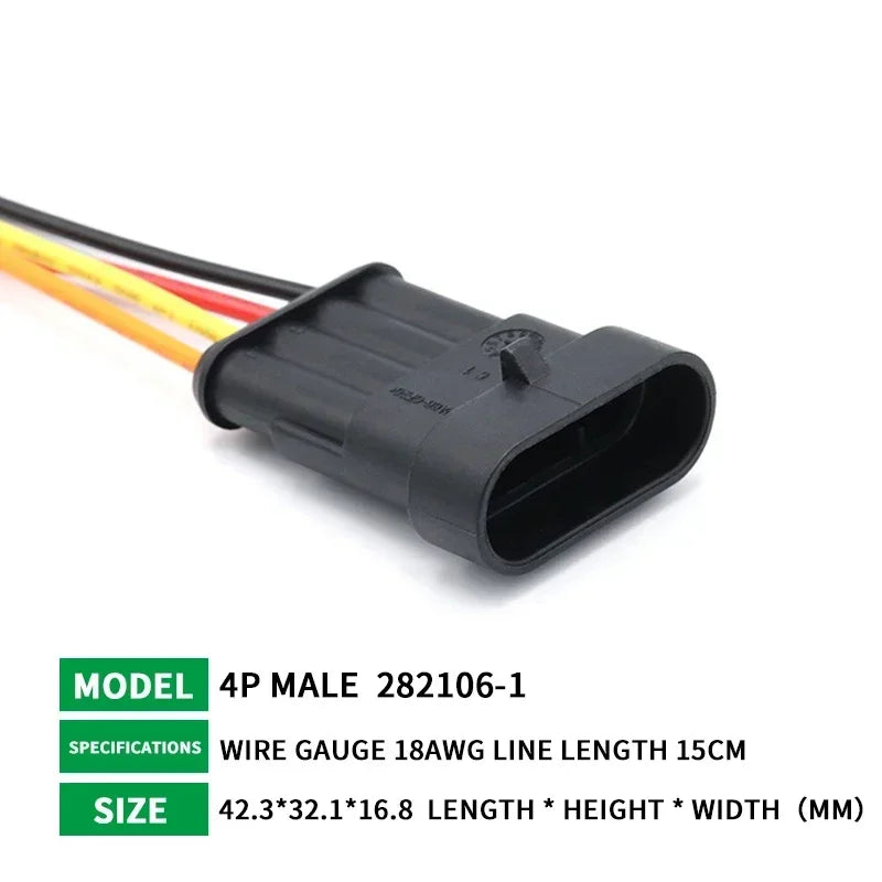 5/20/100 Sets HID 1/2/3/4/5/6 Pin Waterproof Auto Connector Kit with 15CM 18AWG Wire for Car/Truck Harness Wiring