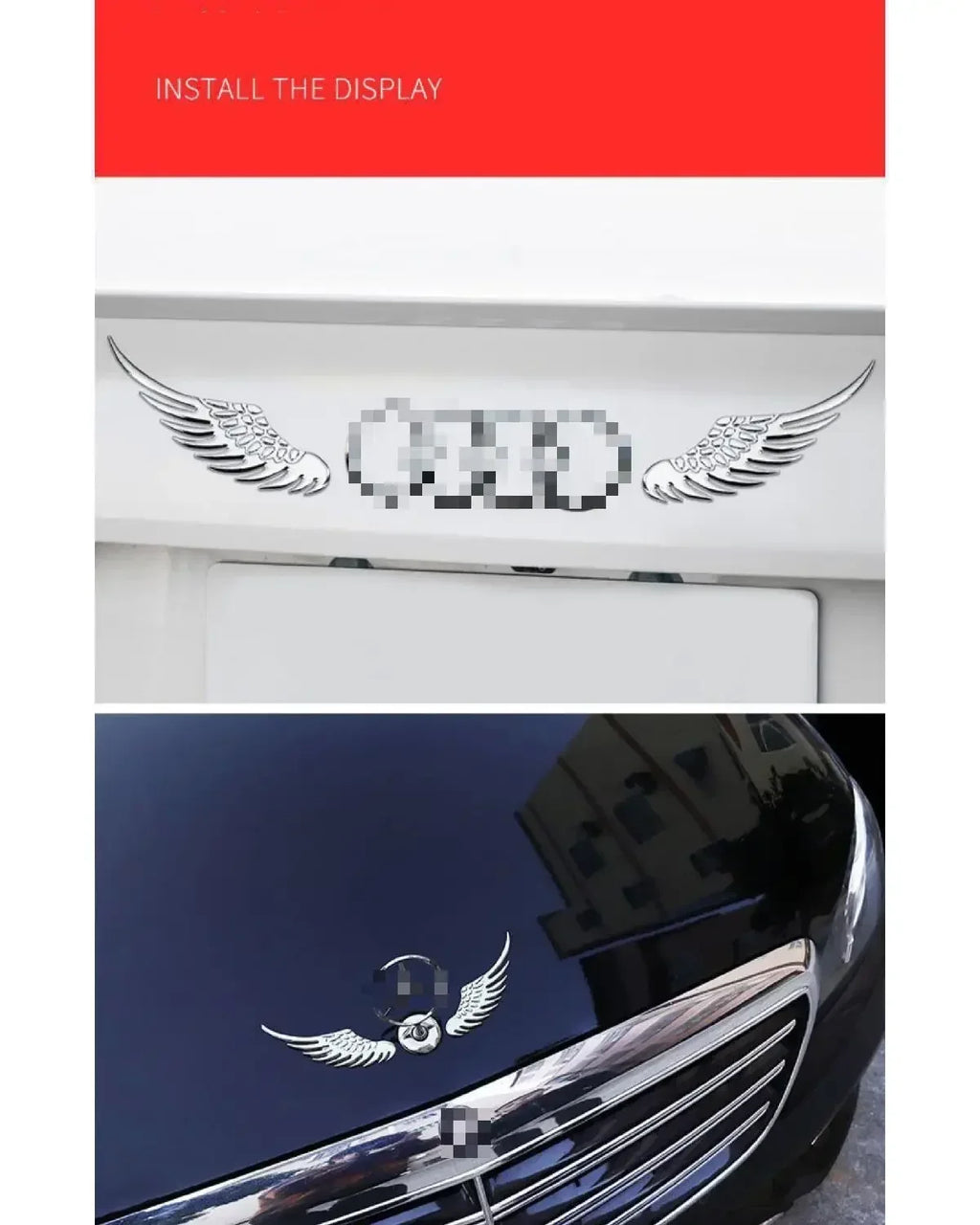 Car Decorative Wings, Three-dimensional Angel Wings Tail Stickers Metal Car Logo Personalized Decorative Car Stickers Amagi
