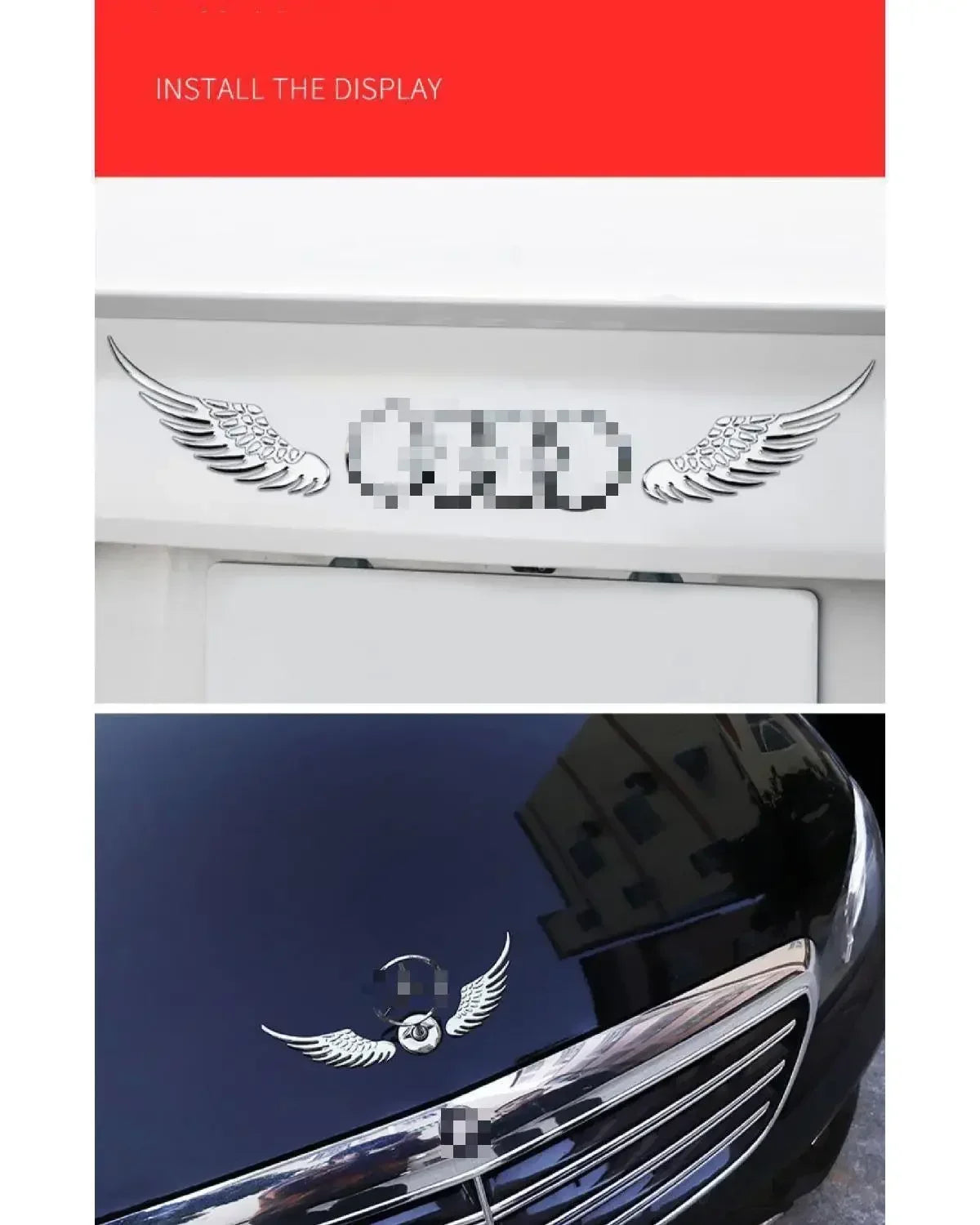 Car Decorative Wings, Three-dimensional Angel Wings Tail Stickers Metal Car Logo Personalized Decorative Car Stickers Amagi