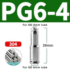 304 Stainless Steel Pneumatic Quick Connect Fitting PG PU 4 6 8 10mm for Air Compressor Gas Pipe Hydraulic Plug-In 10-50PCS