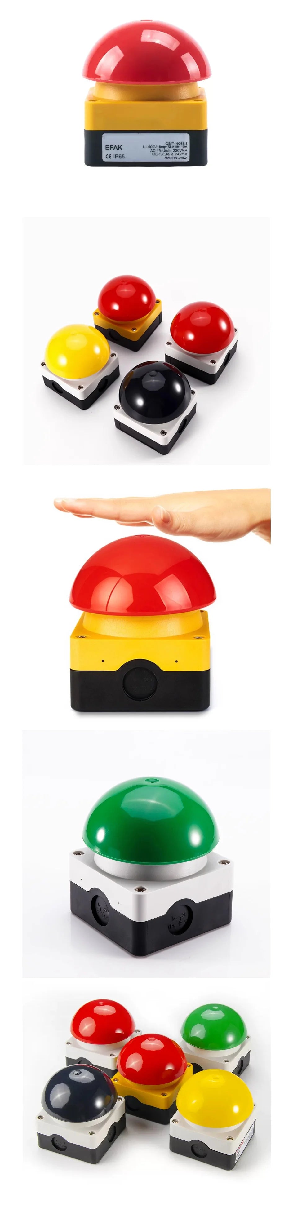 Large Mushroom Head Emergency Stop Button Switch, Waterproof Momentary or Self Locking Push Button for Machine Control