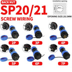 5/10/100 Sets SP16 SP17 SP20 SP21 2PIN-12PIN Screw Wiring Waterproof Aviation Connectors IP68, Electrical Cable Wire Connector