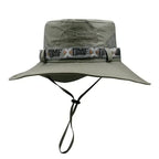 Summer Men Outdoor UV Protection Wide Brim Hiking Hat Mesh Fisherman Hat Beach Sunscreen Cap Summer Bucket Hats Men Amagi