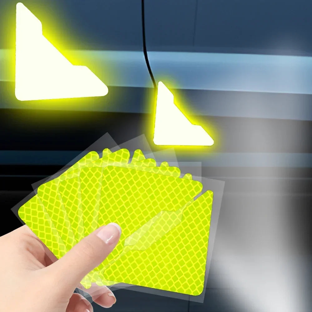 Reflective Car Door Corner Protector Stickers High Visibility Night Glow Safety Warning Anti Collision Decals for Auto Bumper