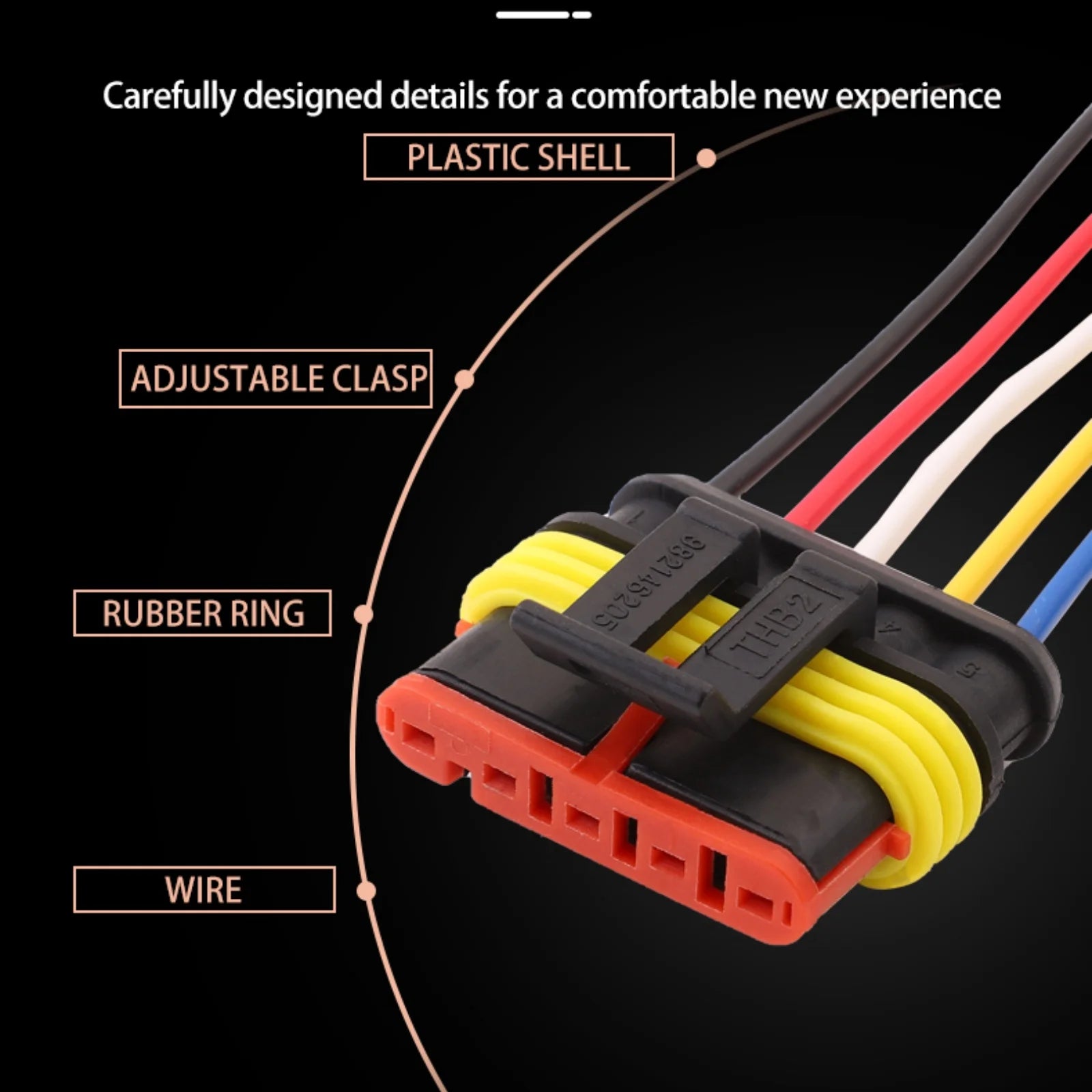 AMP 5-PIN Waterproof 1.8mm Male Female Connectors Plug Wire 18 AWG Harness For Car Motorcycle 282107-1 282089-1