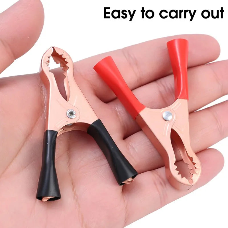 10/2pcs MINI Battery Clip Car Grounding Wire Crocodile Clip Power Clip Full Sheath Fish Clips 70MM Connectors Alligator Clips
