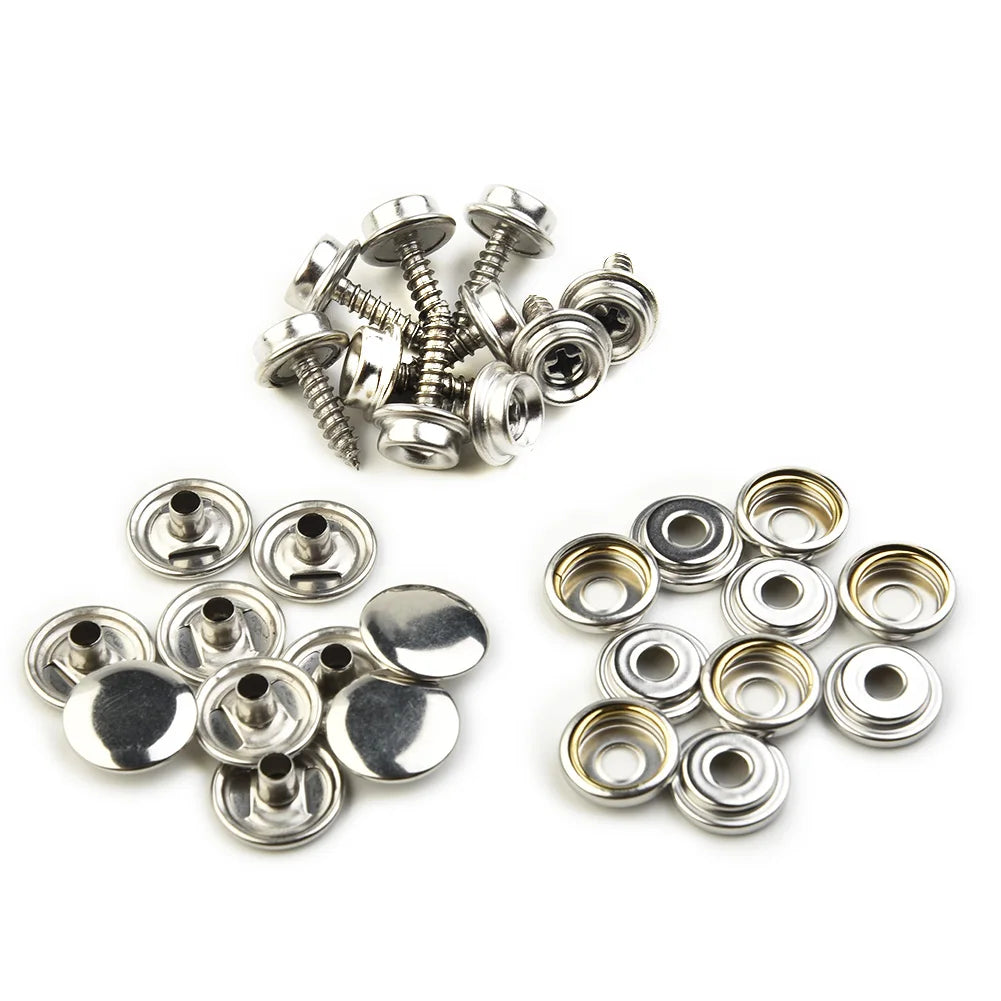 30 Pcs Snap Fastener Stainless Canvas Screw Kit For Tent Boat Marine Boat Canvas Cover Tools Car Canopy Accessories