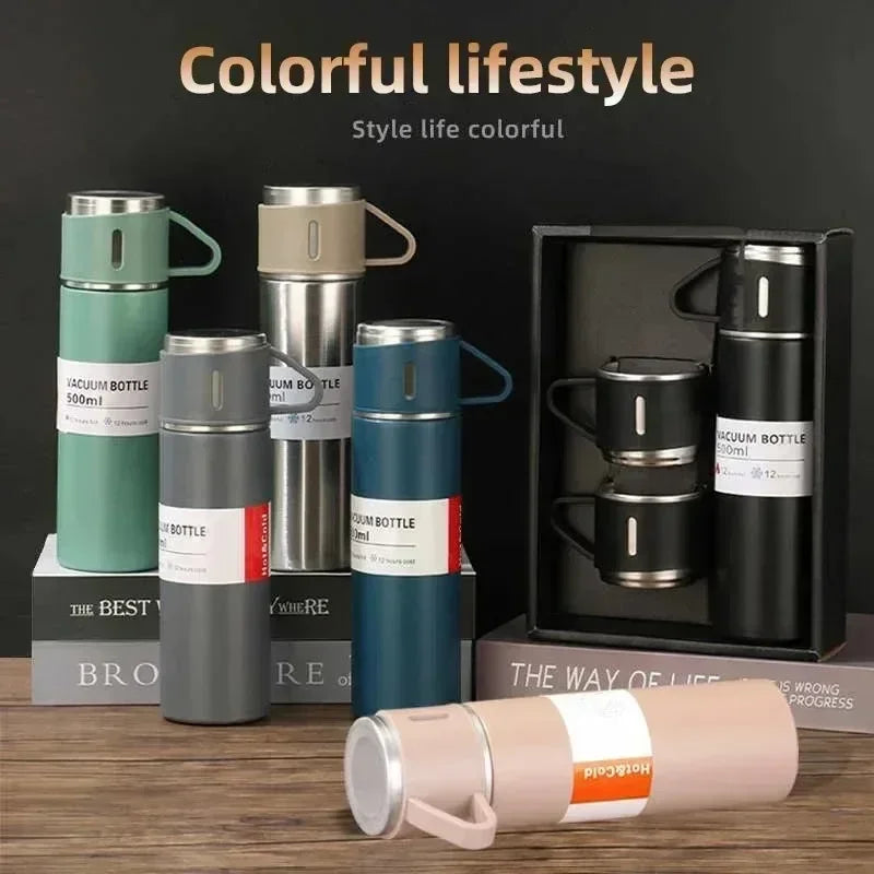 Vacuum Flasks Thermoses Set Thermos for Hot Water Bottle Drinkware Fathers Day Gifts Home Stainless Steel 500ml Thermal Cold