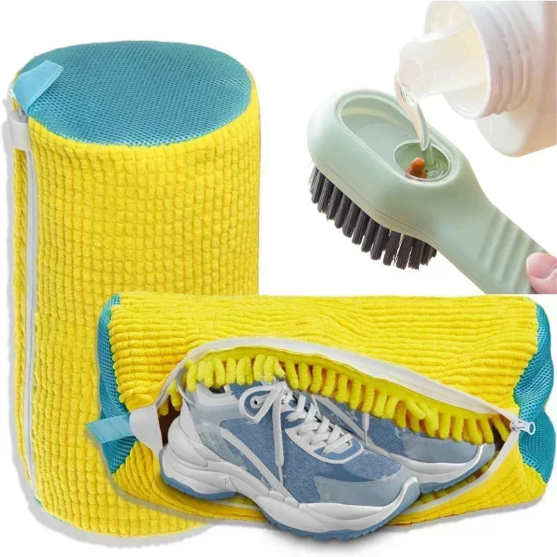 1-2PCS Wash Shoes Bag Padded Net Laundry Shoes Protector Fluffy Fibers Polyester Washing Shoes Machine Laundry Bag Drying Amagi