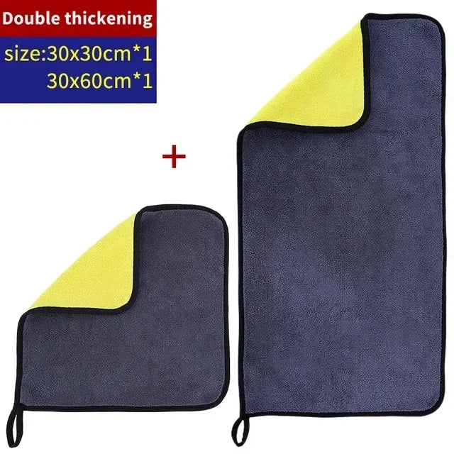Microfiber Cleaning Towel Thicken Soft Drying Cloth Car Body Washing Towels Double Layer Clean Rags Car Accessories Amagi