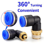 5PCS PL 4-12mm Pneumatic Elbow Quick Connector w/ 1/8"-1/2" Thread - PL Series Air Hose Fittings for Industrial PL6/8/10