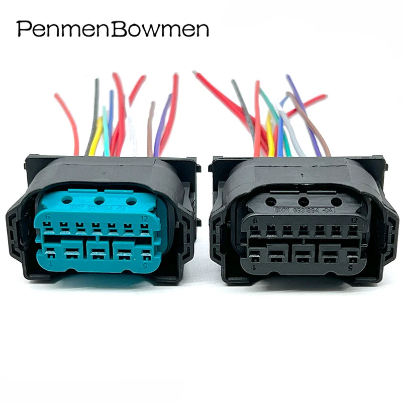 1 Set 12 Pin Car Led Lamp Headlight Electrical Cable Connectors Wire Harness Plug 61132359991 For BMW 1-1452335-1 1-1452334-1