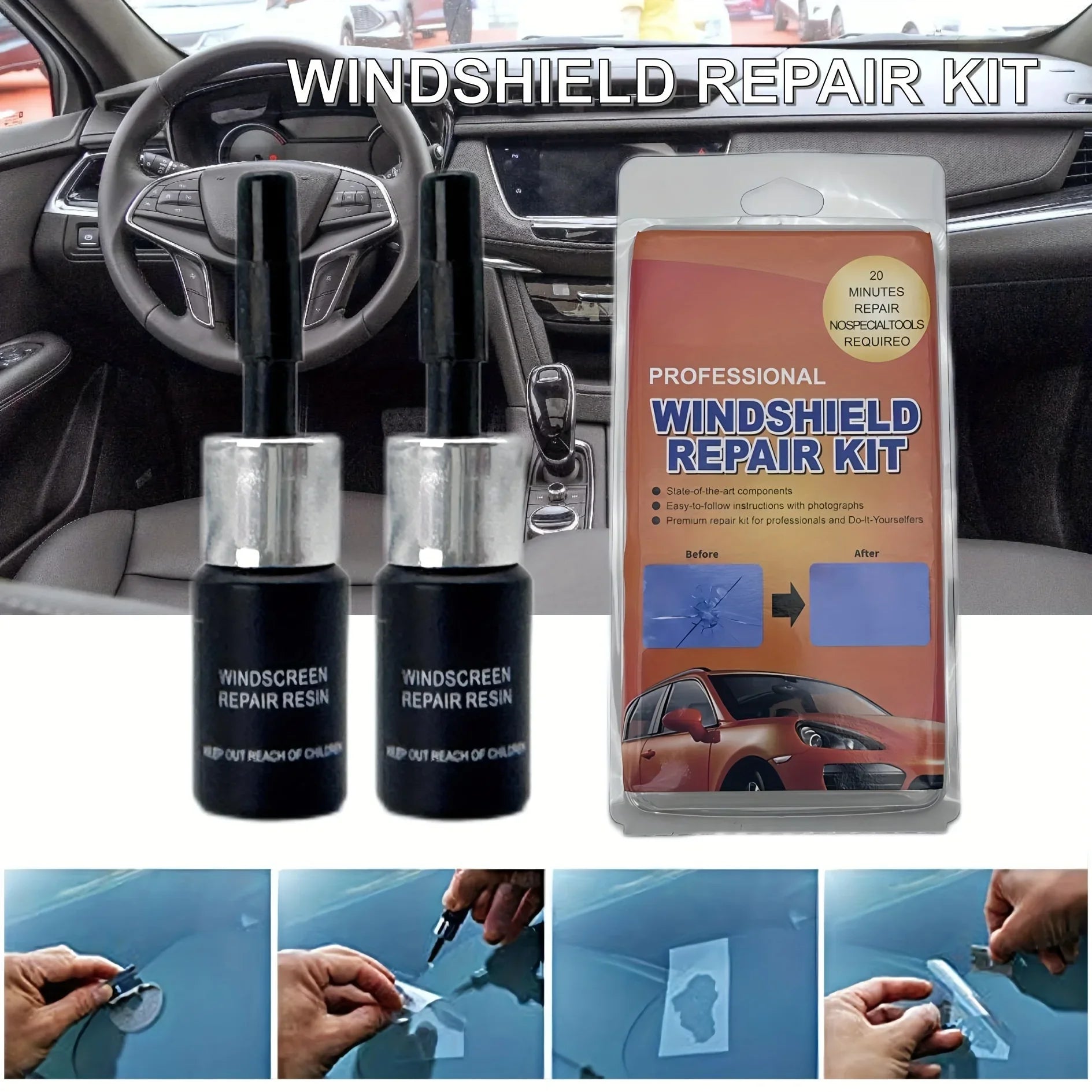Car Glass Repair Window Cracks Gone Kit Remove Scratch Automobile Truck Motorcycles Broken Repair Windscreen Crack Recovery Set