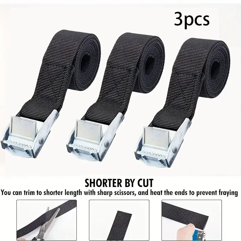 3 Pces 1M Buckle Tie-Down Belt Cargo Straps For Car Motorcycle Bike With Metal Tow Rope Strong Ratchet Belt for Luggage Amagi