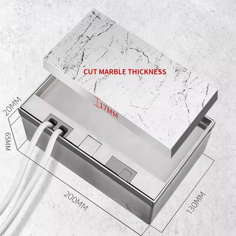 Hidden Inlaid Floor Socket: Ultra-thin Design with Built-in Multiple Power EU FR UN US AC Power Outlets and USB Charging Port