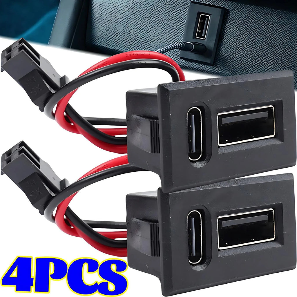 Dual USB-C Chassis Mount Socket – 2-Port Car Dashboard Charging Adapter