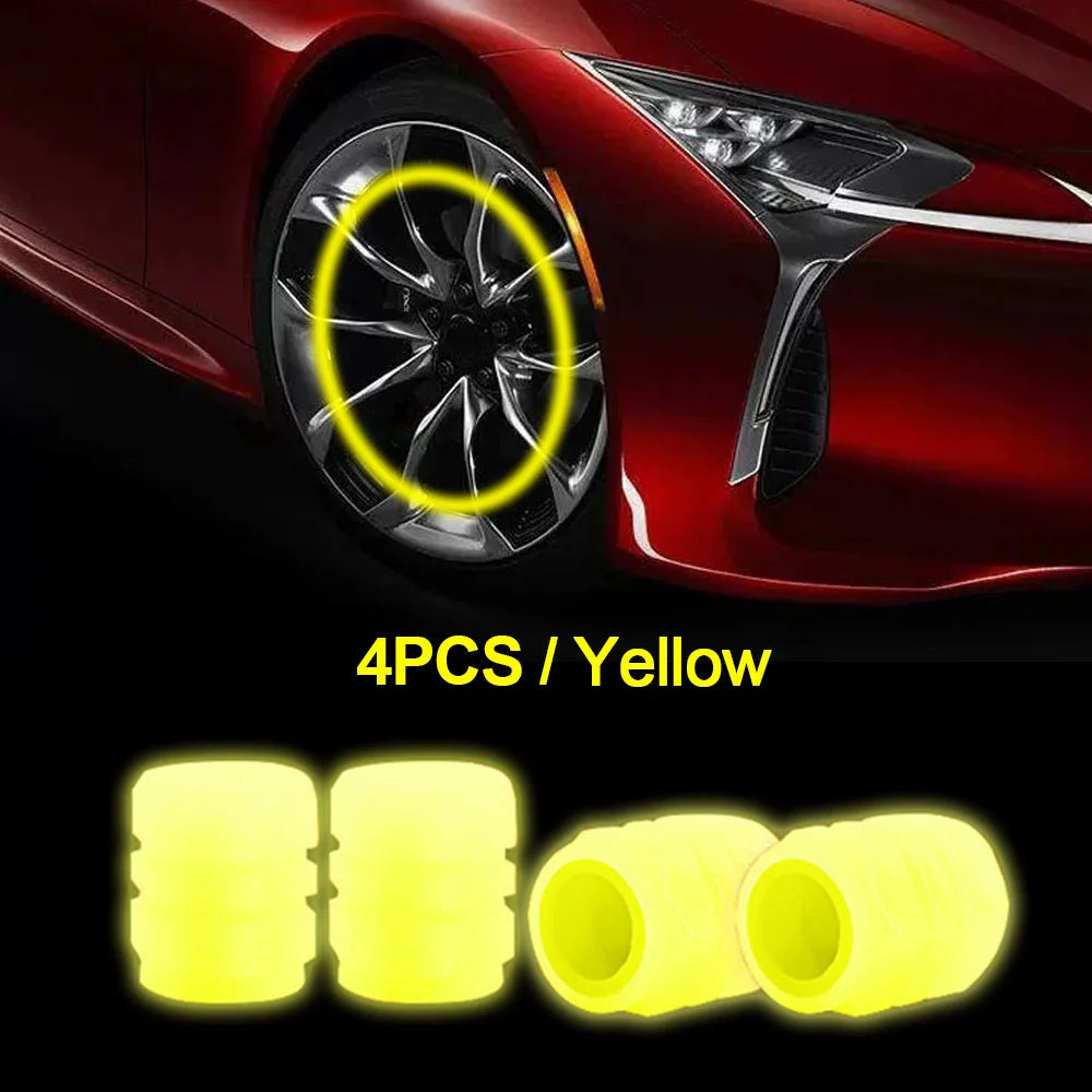 Mini Car Tire Valve Caps Luminous Valve Stem Caps Universal Fluorescent Tyre Nozzles Cover Tyre  wholesale