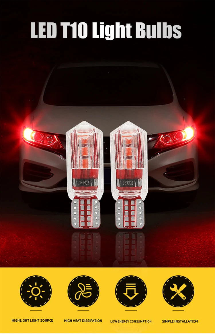 2pcs T10 W5W 194 LED Car Light Bulb Non-Pola 6SMD Canbus Car License Plate Light Interior Dome lights Reading Lamp 12V-24V Tools