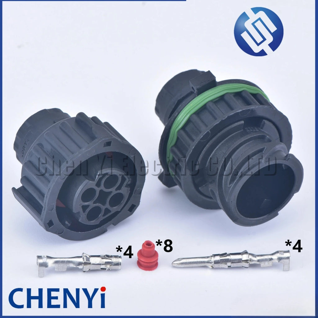 2 sets 4 Pin round odometer speed sensor plug Auto waterproof connector 1-967402-1 1-967325-1 with Pin cable Sheath For HOWO A7