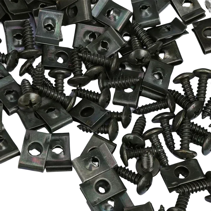 Mixed Car Motorcycles Metal 100/10pcs Screw Tapping Fastener U-Type with Screw Anti-rust Protection Clip Buckle Iron Sheet Amagi