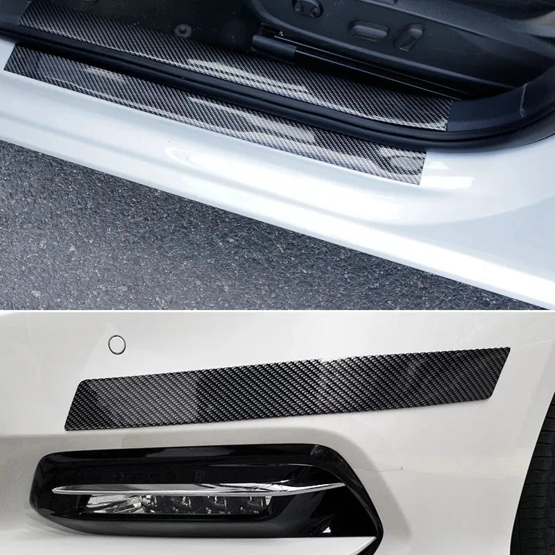 Car Stickers Anti Scratch Door Sill Protector Rubber Strip Carbon Fiber Threshold Protection Bumper Film Styling  Accessories