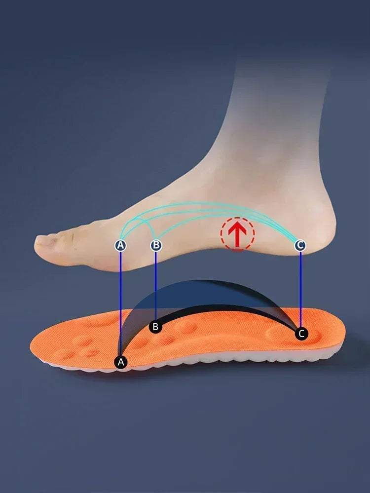 1/2 Pairs 4D Cloud Technologyt High Elasticity Sports Deodorant Insoles for Shoes PU Sole Breathe for Feet Men Running Insole