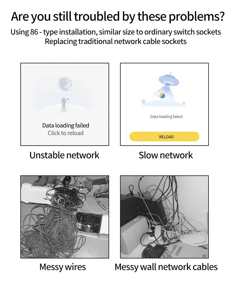 In-Wall Smart WiFi Router Panel 1000Mbps - 86-Type Hidden AP with 110V-220V for Home/Hotel Network Coverage