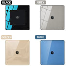 EU Russia France UK Socket AC Panel 86 Wall Switch Toggle Press Light Switch On/Off Crystal Tempered Glass Panel Wall Outlet