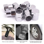 20/10Pcs Car Flat Head Valve Cap Universal Hexagonal Chrome Plated Dust Wheel Nozzle Decor Tyre Valve Stem Caps Auto Accessories