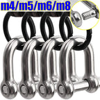 Stainless Steel D Link Shackle Ring Hooks Lifting Shackle Lock Wire Rope Clips D-Type Rigging Shackle Hooks Boat Hardware Tools