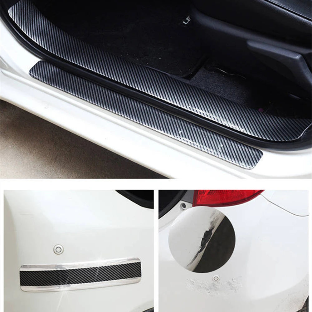Car Stickers Anti Scratch Door Sill Protector Rubber Strip Carbon Fiber Threshold Protection Bumper Film Styling  Accessories