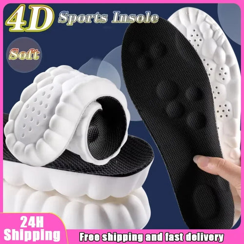 1/2 Pairs 4D Cloud Technologyt High Elasticity Sports Deodorant Insoles for Shoes PU Sole Breathe for Feet Men Running Insole