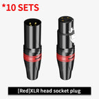 10 Set 3Pin XLR Color Head Pure Copper Pin Male and Female Audio Microphone Connector Canon Welding Plug Socket