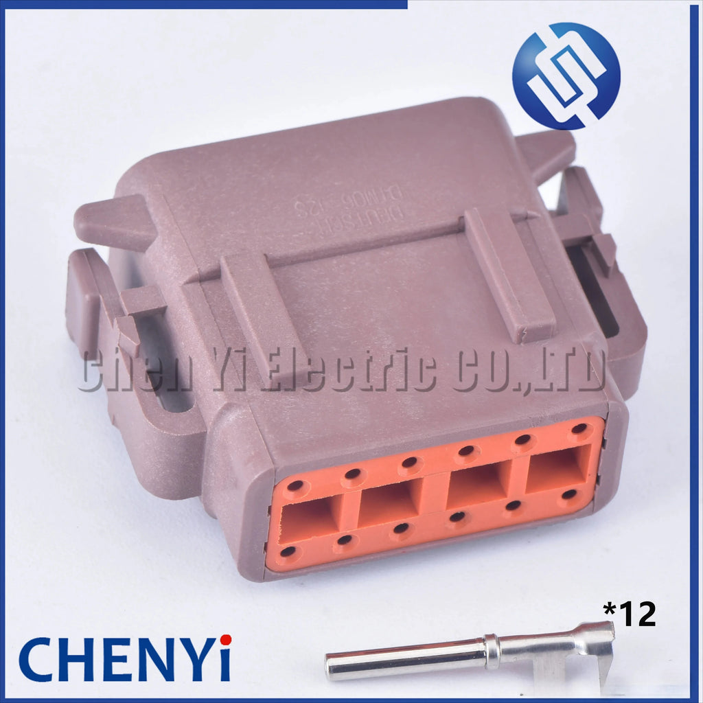 brown Deutsch 12 Pin Sealed waterproof connector DTM06-12SD DTM04-12PD Automotive Connector Heavy Truck Wiring Harness Plug