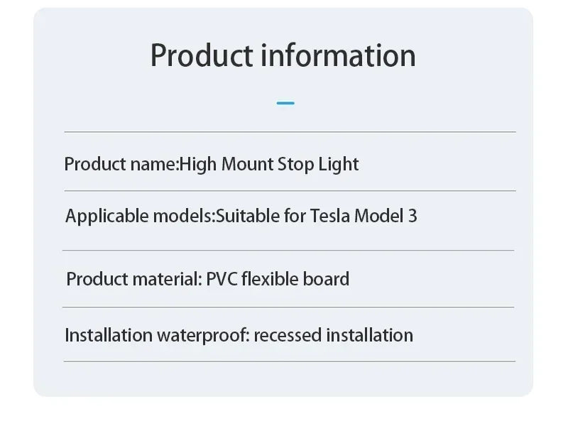 For Tesla Model 3 Highland Car High Mounted Taillight Brake Lamp Car Brake Projection Board PVC Tail Light Emblem Stickers Amagi