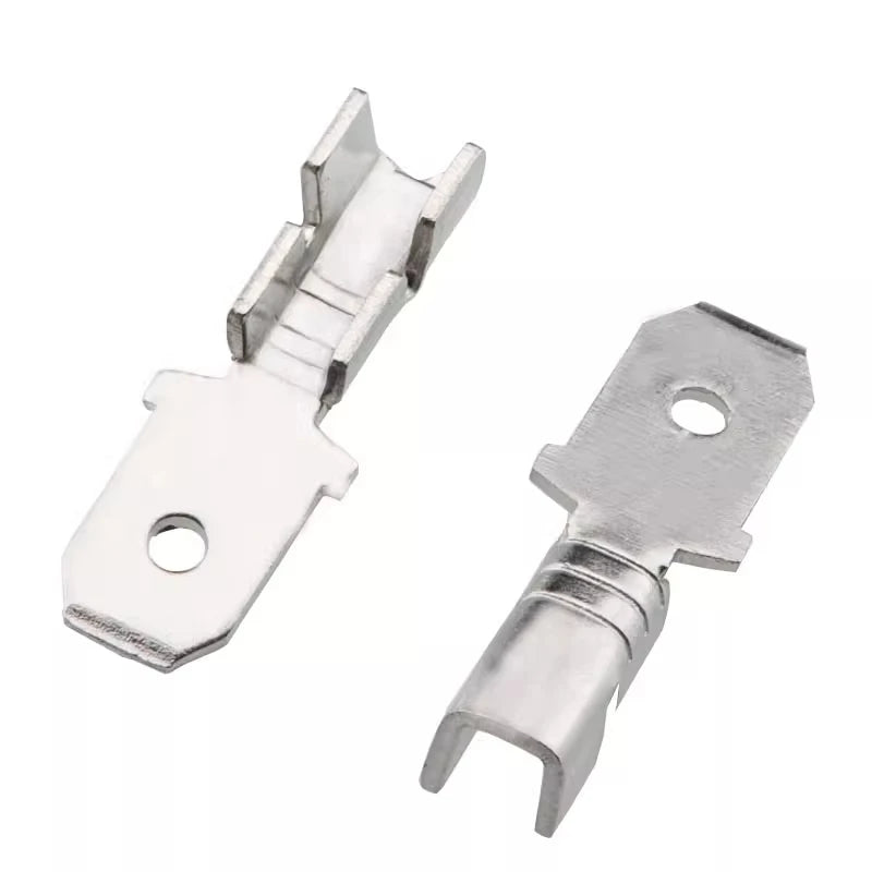 100pcs 6.3 male connectors, 0.8mm thick, 250 male terminals, brass tin-plated