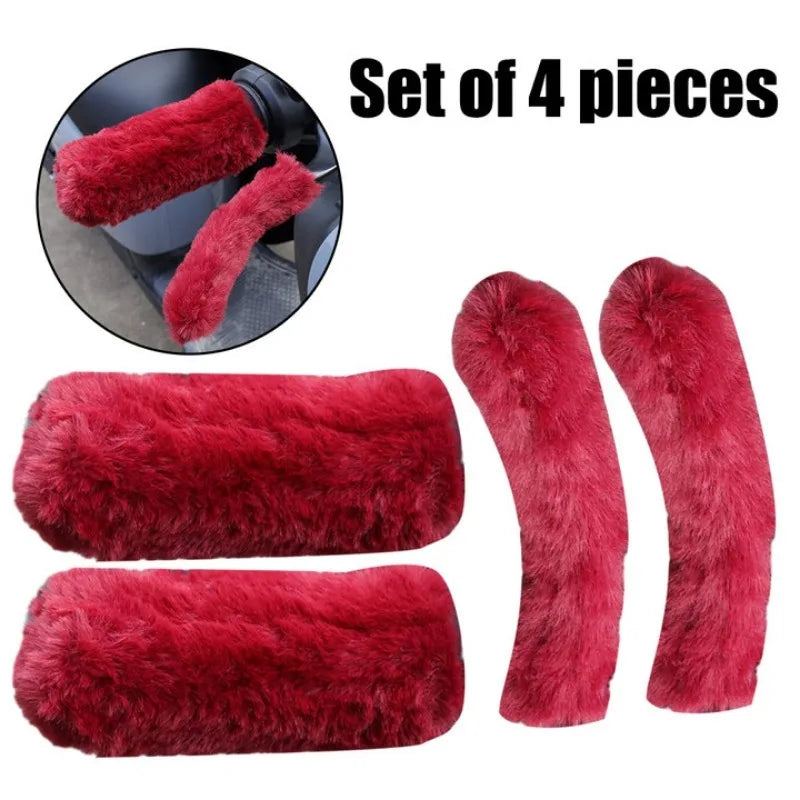 Simulated Plush Grip Glove Motorcycle Handle Cover for Winter Thick Warm Handle Gloves Covers Universal Scooters Hand Warmer