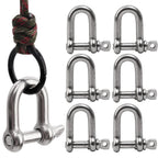 Stainless Steel D Link Shackle Ring Hooks Lifting Shackle Lock Wire Rope Clips D-Type Rigging Shackle Hooks Boat Hardware Tools