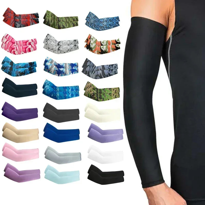 Camouflage Ice Silk Sleeve Cover Men Women Sun Protection Windproof Arm Sleeves Oversleeve for Outdoor Fishing camping Cycling
