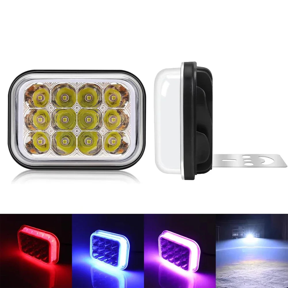 12 Led Strobe Motorcycle Headlight LED Switch Auxiliary Working Fog Lights Bulb Projector Headlight Motorbike Running Lamp Amagi