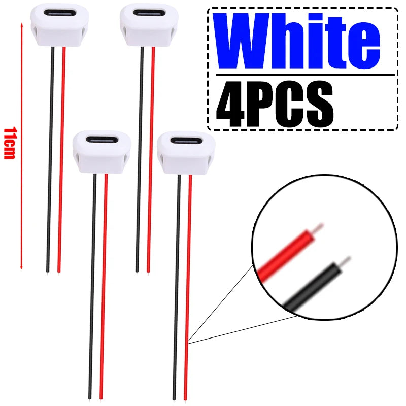 6/2PCS Type-C Female 2Pin USB Connector Type-C Waterproof with Female Socket Fast Charging Jack Charging Port USB-C Charger Plug